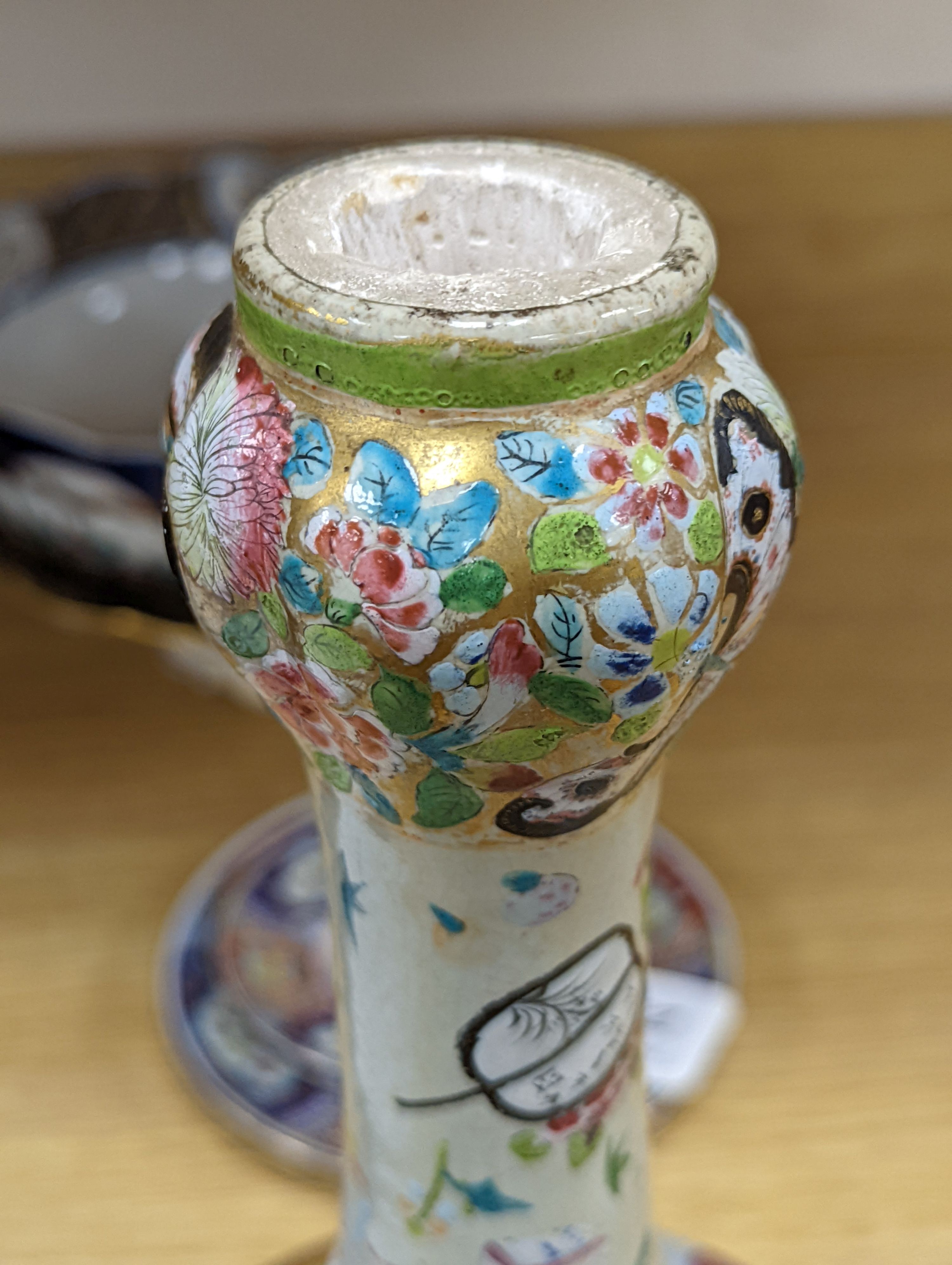 A late 19th century famille rose vase, 34cm